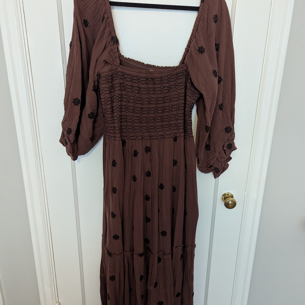 Free People Dahlia Embroidered Maxi Dress In Burgundy Road